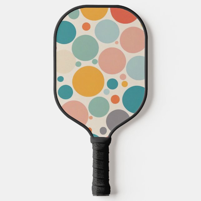 Farbenfrohe Polka Dots Pickleball Schläger (Vorderseite)