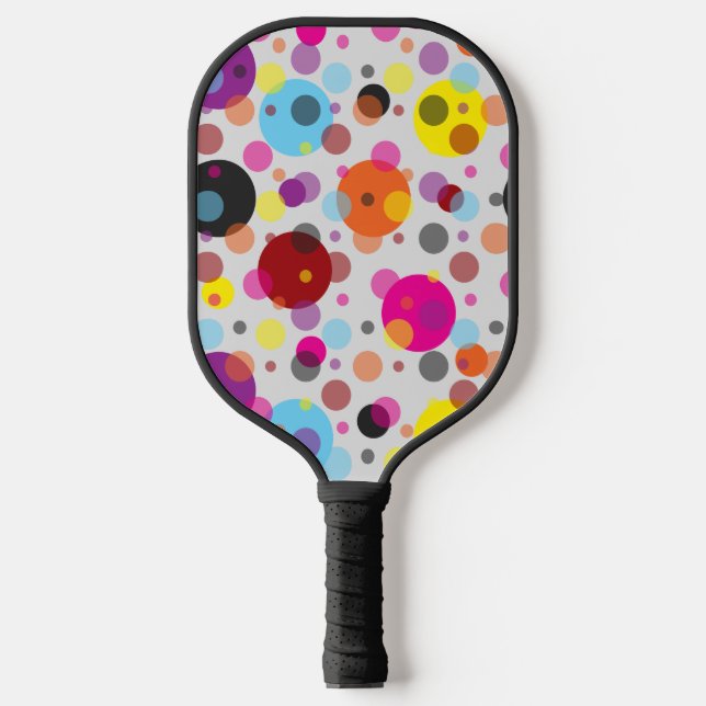 Farbenfrohe Polka Dots Pickleball Schläger (Vorderseite)
