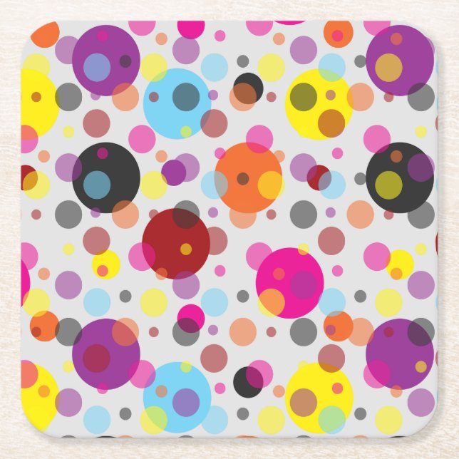 Farbenfrohe Polka Dots Rechteckiger Pappuntersetzer (Vorderseite)