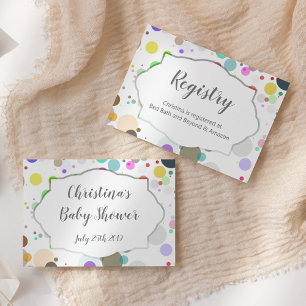 Farbenfrohe Polka Dots Registry Baby Shooting Info Begleitkarte