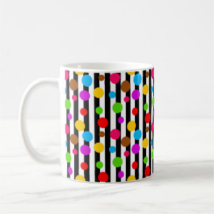 Farbenfrohe Polka Dots Streifen Kaffeetasse