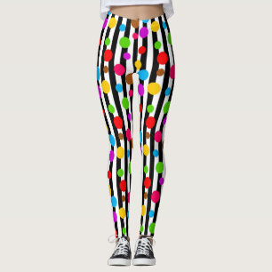 Farbenfrohe Polka Dots Streifen Leggings