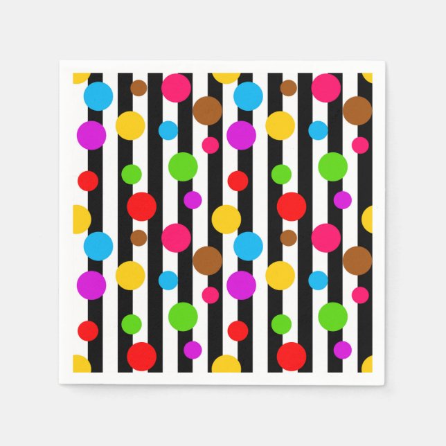 Farbenfrohe Polka Dots Streifen Serviette (Vorderseite)