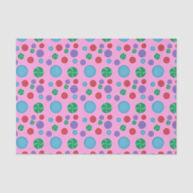 Farbenfrohe Polka Dots Tissue Seidenpapier (Vorderseite)