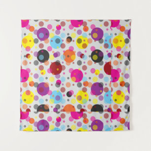 Farbenfrohe Polka Dots Wandteppich