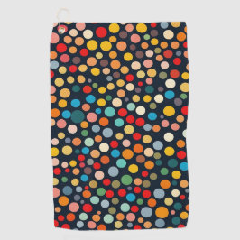Farbenfrohe Polka Punkte auf dunklem Hintergrund Golfhandtuch