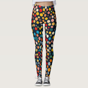Farbenfrohe Polka Punkte auf dunklem Hintergrund Leggings