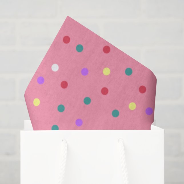 Farbenfrohe Polka Punkte auf Rosa Seidenpapier (Geschenk Tasche)