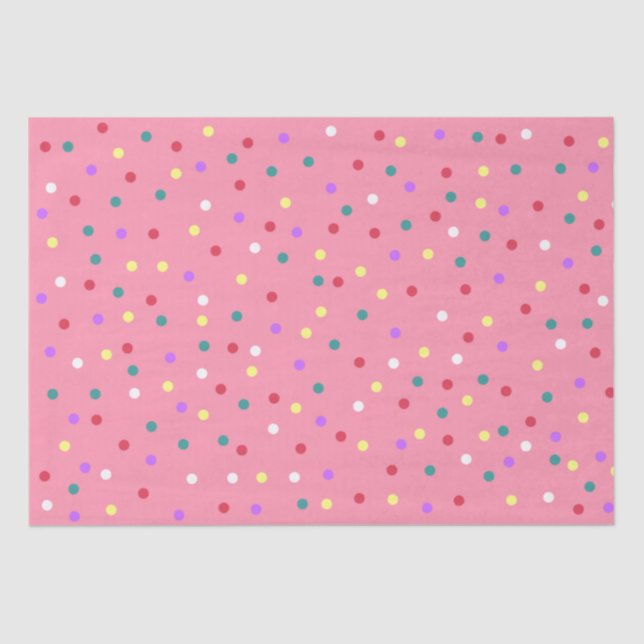 Farbenfrohe Polka Punkte auf Rosa Seidenpapier (Vorderseite)