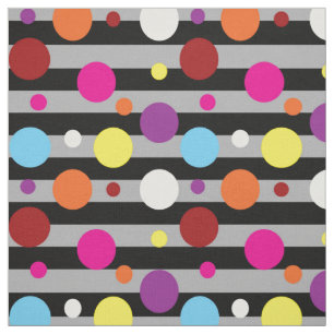 Farbenfrohe Polka-Punkte Grau Schwarze Streifen Mu Stoff