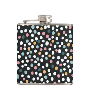 Farbenfrohe Polka-Punkte Pastellmuster Flachmann
