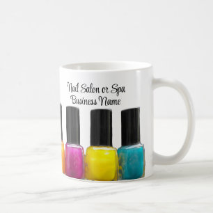 Farbenfrohe polnische Nagelflaschen, Nagelstudio Tasse