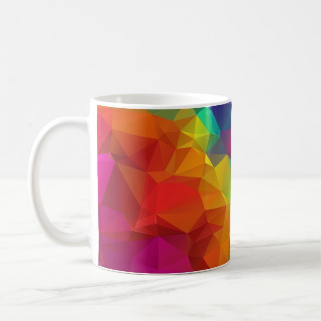 Farbenfrohe polygonale Mosaikmuster Kaffeetasse (Links)