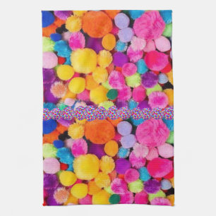 Farbenfrohe Pom Poms Küche Handtuch