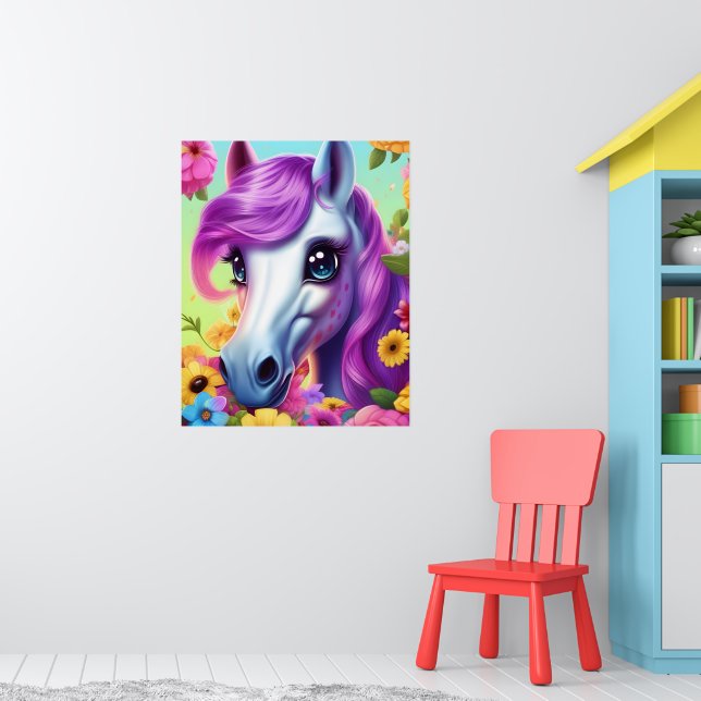 Farbenfrohe Pony Horse Child's Wall Poster (Kinderzimmer 1)