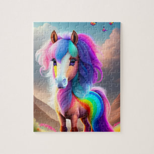 Farbenfrohe Pony mit Regenbogenfarben, Pony Puzzle