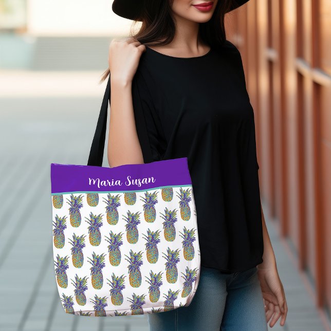 Farbenfrohe Pop Ananas (Colorful Pop Art Pineapple Tote Bag)