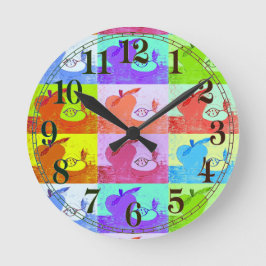 Farbenfrohe Pop Art Apple Runde Wanduhr
