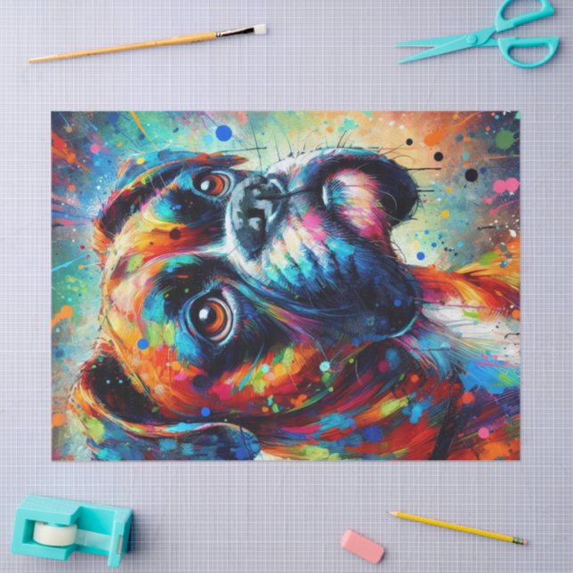 Farbenfrohe Pop Art Boxer Dog Entdeckungsreise Seidenpapier (Basteln)
