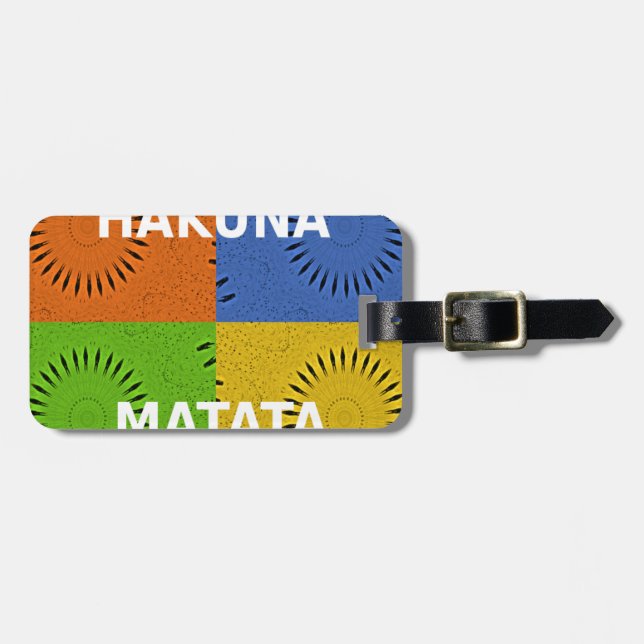 Farbenfrohe Pop Art Collage & "Hakuna Matata" Nach Gepäckanhänger (Vorderseite horizontal)