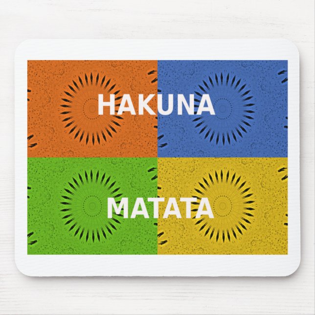 Farbenfrohe Pop Art Collage & "Hakuna Matata" Nach Mousepad (Vorne)