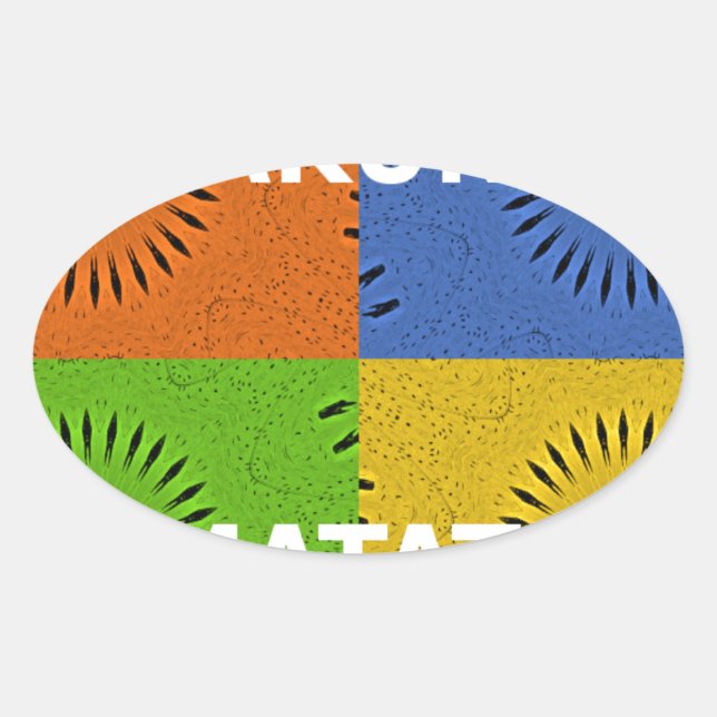 Farbenfrohe Pop Art Collage & "Hakuna Matata" Nach Ovaler Aufkleber (Vorderseite)