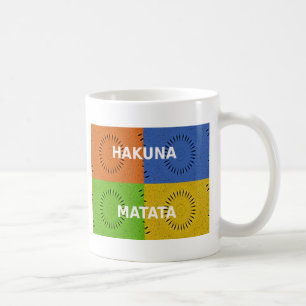 Farbenfrohe Pop-Art-Collage und "Hakuna Matata"-Bo Tasse