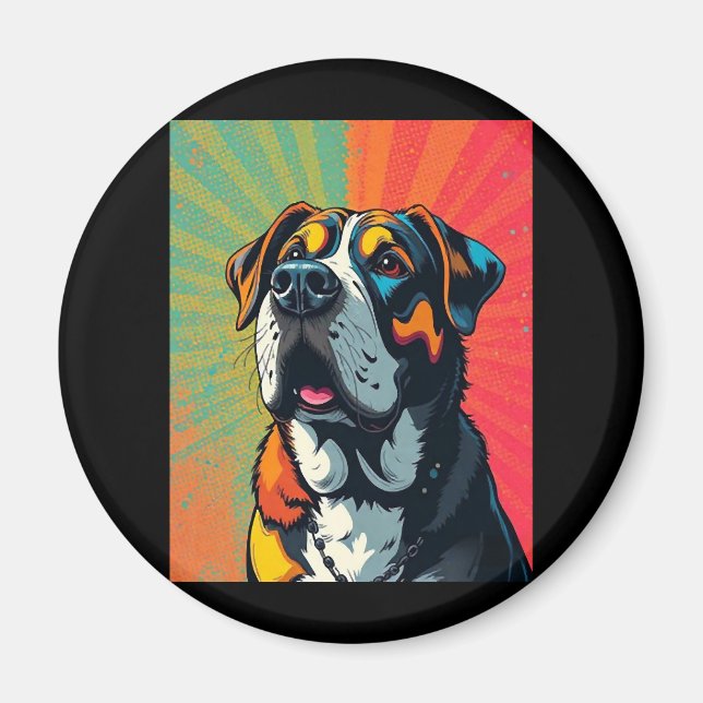 Farbenfrohe Pop Art Dog Illustration � Bold & Fun  Magnet (Vorne)