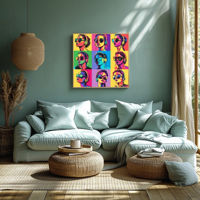 Farbenfrohe Pop Art Frauen mit Sonnenbrille & Kopf Poster (Von Creator hochgeladen)