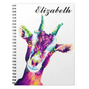 Farbenfrohe Pop Art Goat Personalisiertes Notebook Notizblock