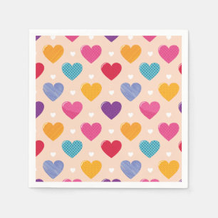 Farbenfrohe Pop Art Herzstück Muster Serviette
