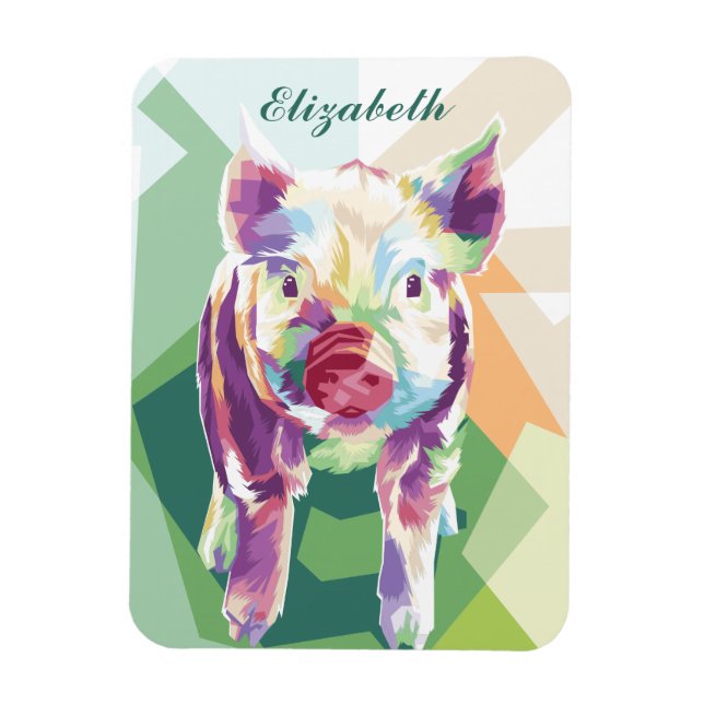 Farbenfrohe Pop Art Pig Personalisiert Magnet (Vertikal)