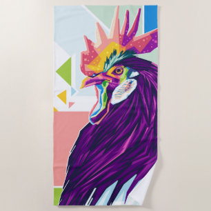 Farbenfrohe Pop Art Rhoster Strandtuch