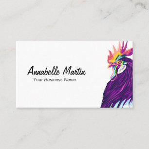 Farbenfrohe Pop Art Rooster Business Card Visitenkarte