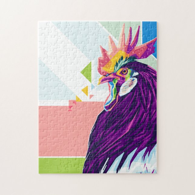 Farbenfrohe Pop Art Rooster Portrait Jigsaw Puzzle (Vertikal)
