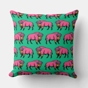 Farbenfrohe Pop Art Southwestern Buffalo/Bison Kissen