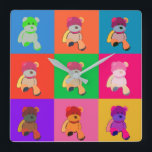Farbenfrohe Pop Art teddy Sehr geehrte Uhr<br><div class="desc">Pop Art Teddy Bear Design</div>