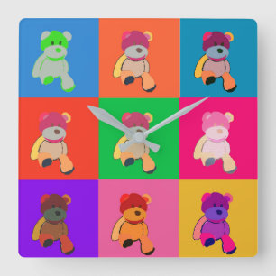 Farbenfrohe Pop Art teddy Sehr geehrte Uhr