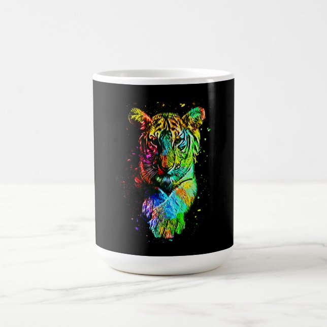 Farbenfrohe Pop Art Tiger Kaffeetasse (Mittel)