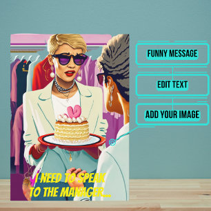 Farbenfrohe Pop Funny Karen Geburtstag Karte