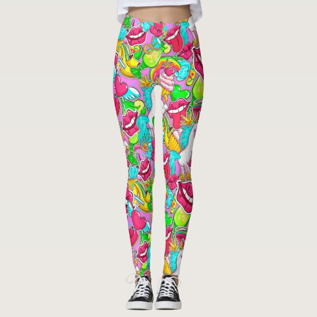 Farbenfrohe Pop Kunst, Kultur Leggings (Vorderseite)