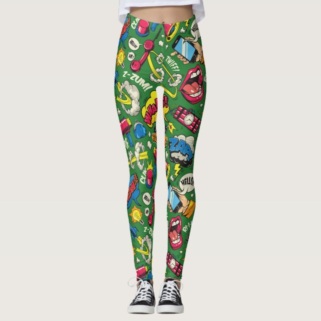 Farbenfrohe Pop Kunst, Kultur Leggings (Vorderseite)