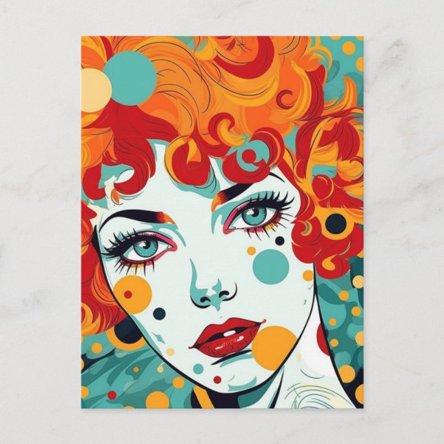 Farbenfrohe Pop Kunst, Kultur Postkarte (Vorderseite)