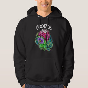 Farbenfrohe Pop Portrait Poodle Dog Vater Vatertag Hoodie