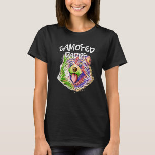 Farbenfrohe Pop Portrait Samoyed Dog Vater Vater's T-Shirt