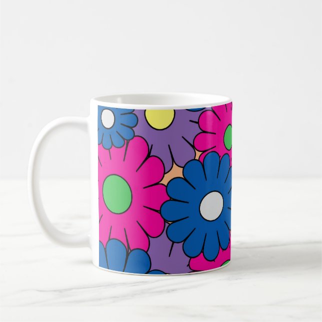 Farbenfrohe Popart-Blume Kaffee-Tasse Kaffeetasse (Links)