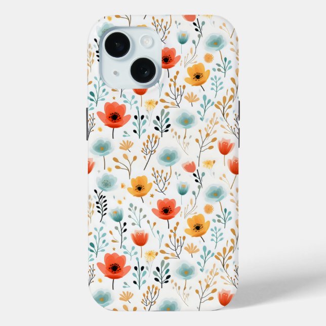 Farbenfrohe Poppies Blumenmuster Case-Mate iPhone Hülle (Rückseite)