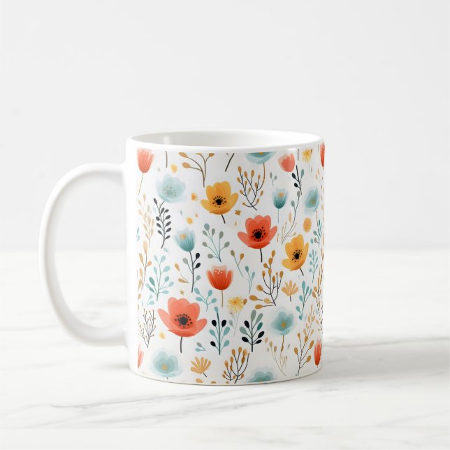 Farbenfrohe Poppies Blumenmuster Kaffeetasse (Links)