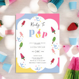 Farbenfrohe Popsicle Ready to Pop Baby Dusche Einladung