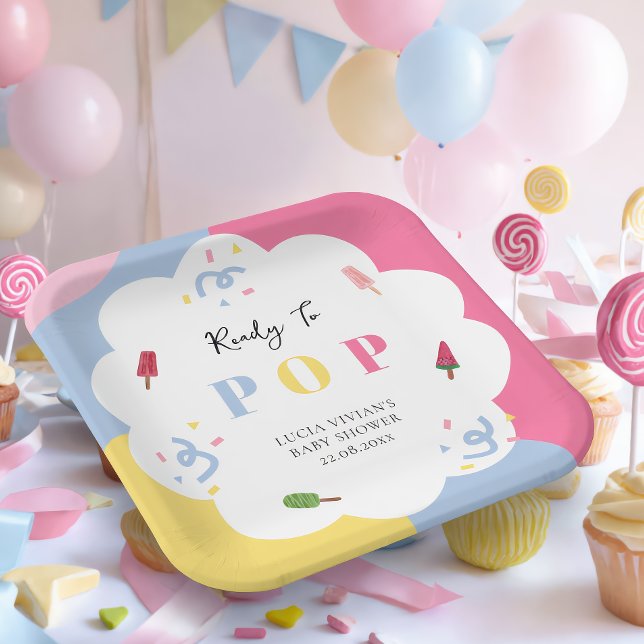 Farbenfrohe Popsicle Ready to Pop Baby Dusche Pappteller (Von Creator hochgeladen)